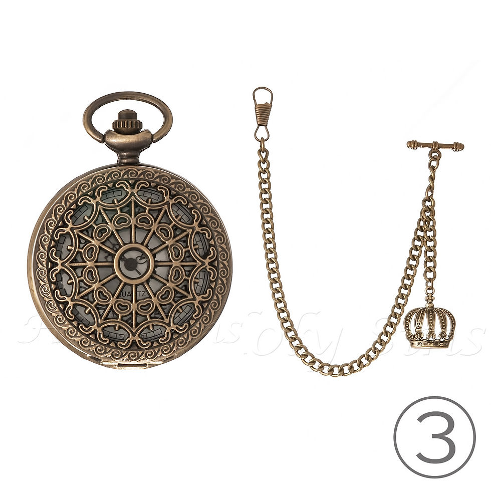 Thumbnail: ANTIQUE DESIGN QUARTZ POCKET WATCH WITH ALBERT CHAIN