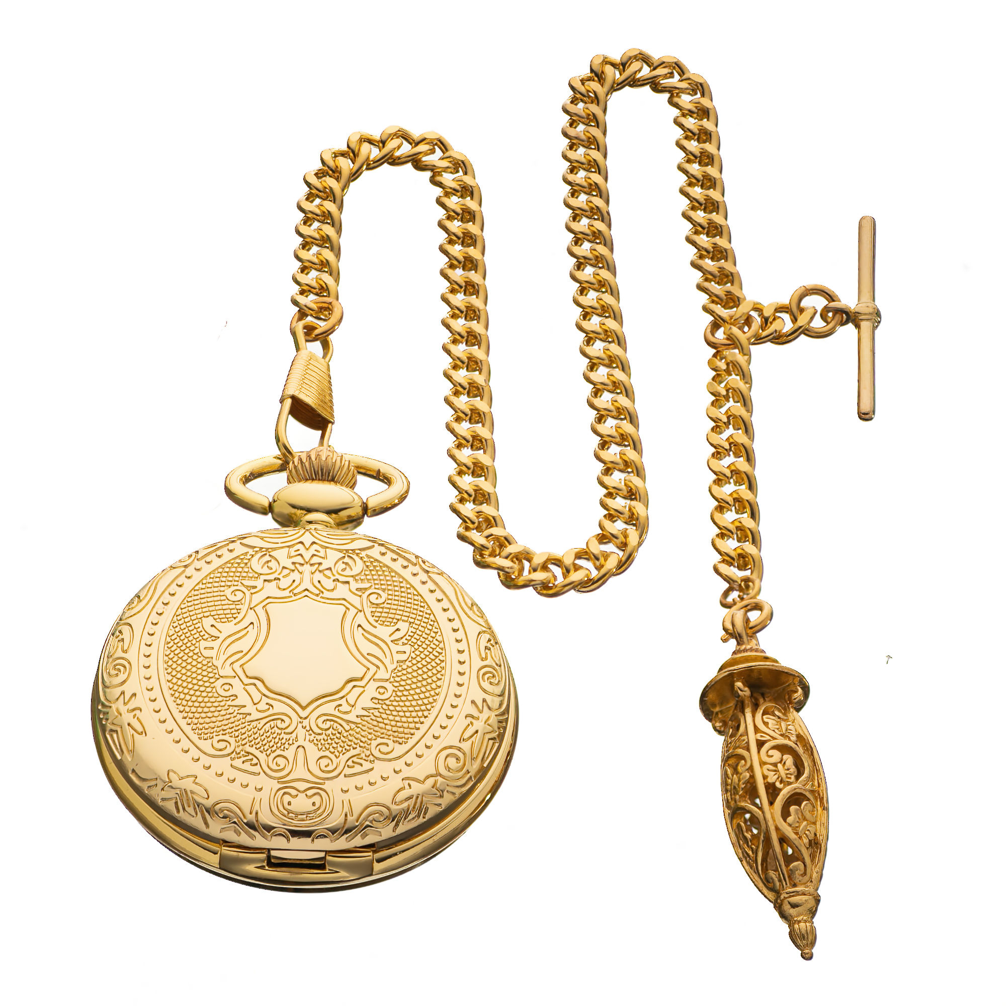 Gold Colour Quartz Pocket Watch with Albert chain