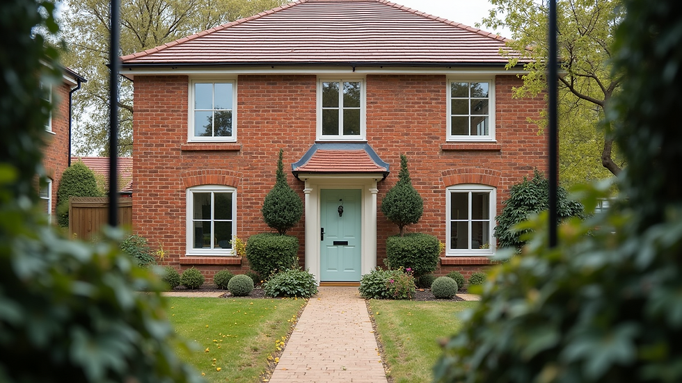Eye-level view of a freshly painted traditional brick house in Ipswich