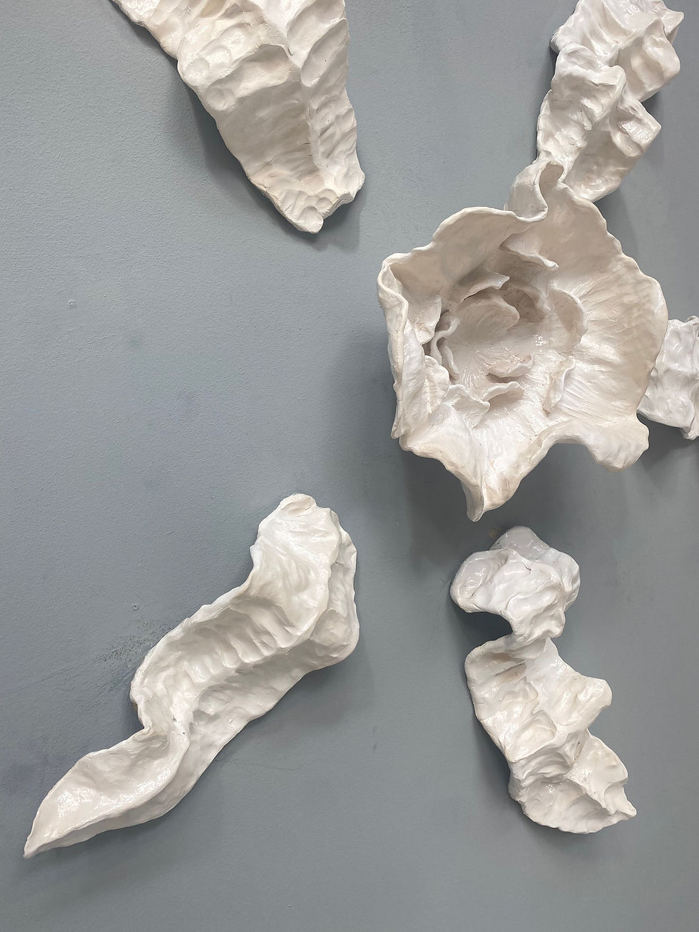 Thumbnail: XXL Keramische bloem 5 extra bloembladeren - 150 x 150 cm parelwit 