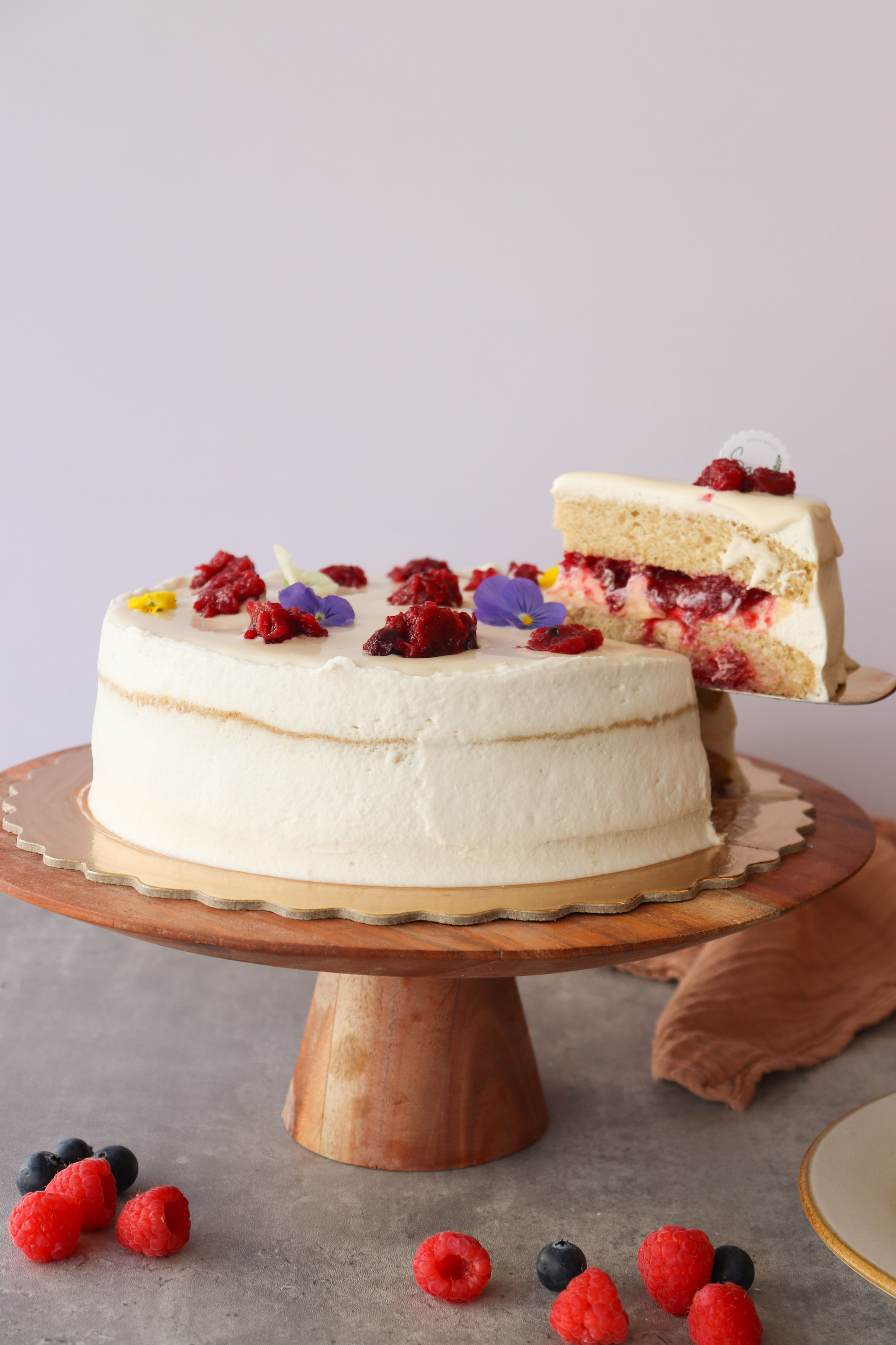 Vanilla and red fruit cake