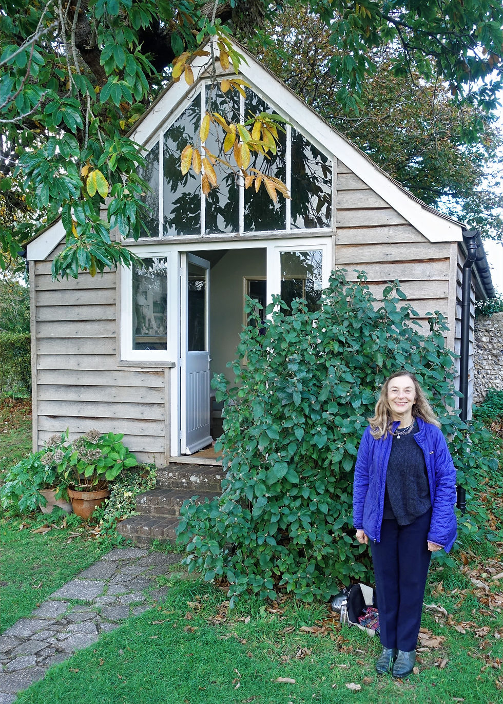 The author in front of Virginia Woolf’s writing studio at Monk’s House