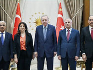 هیات صلح امرالی با رجب اردوغان در کاخ ریاستجمهوری ترکیه دیدار کرد