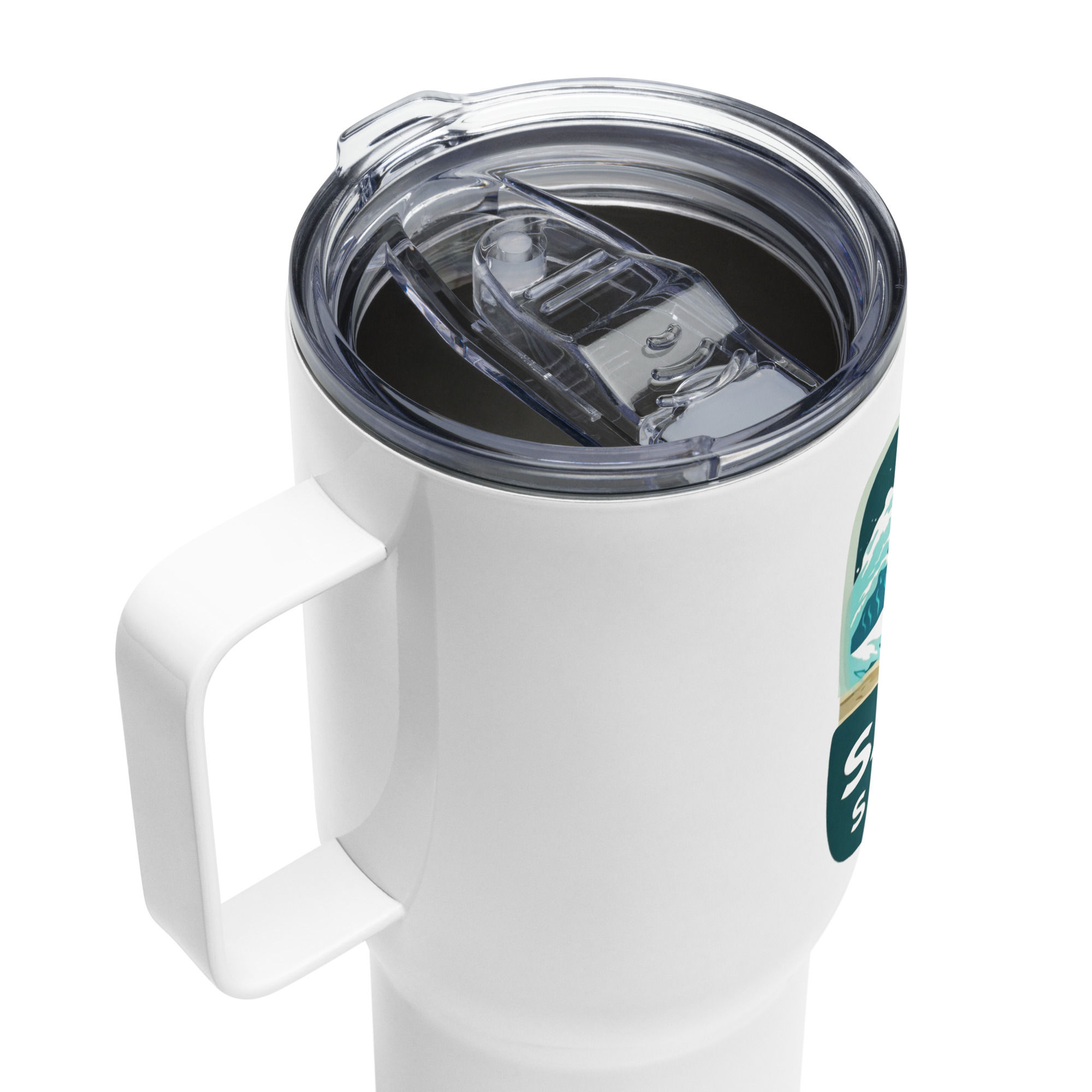 Travel mug with a handle