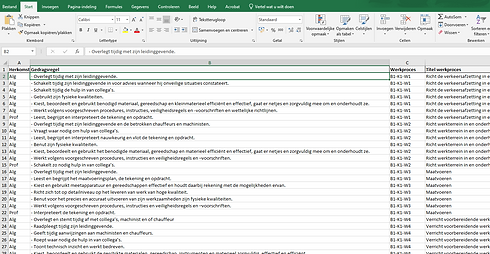 Output naar Excel
