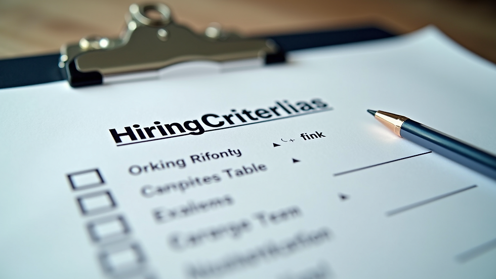 Close-up view of a checklist with hiring criteria and notes