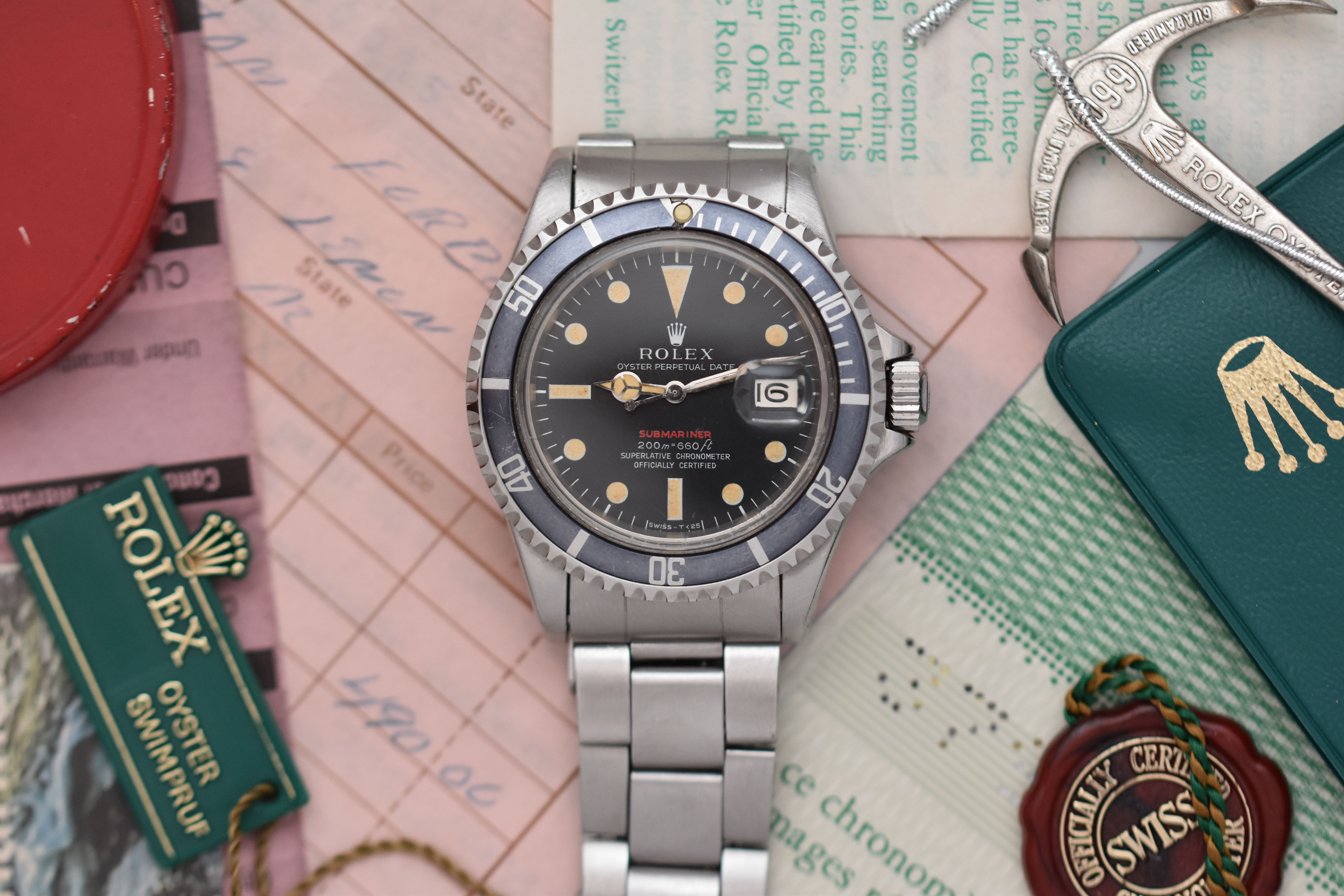 "Red Submariner" Meters first, "patent pending" original 9315 bracelet (1972)