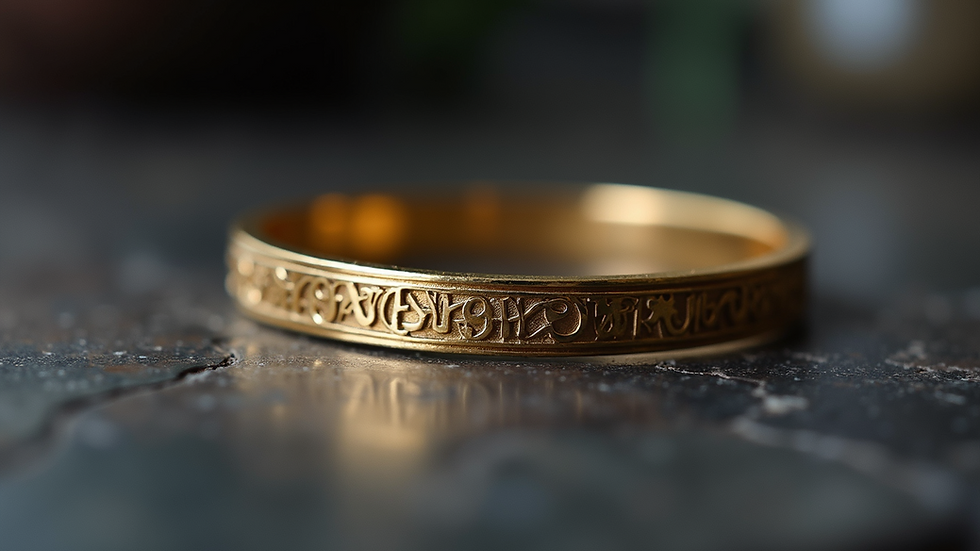 Eye-level view of a custom-made bracelet with engravings