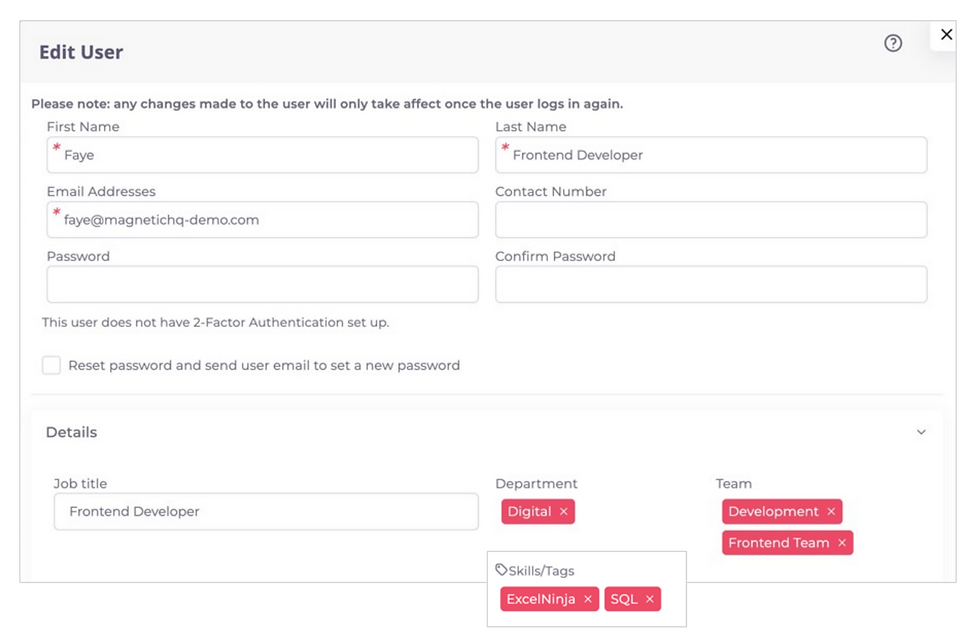 Magnetic skills tagging feature