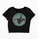 Black crop top with a Bull Orca Killer Whale design.