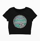 Black crop top with harbor seal graphic