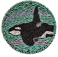 Embroidered bull orca killer whale Passing Through art