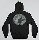 Black Passing Through hoodie with bull orca killer whale design