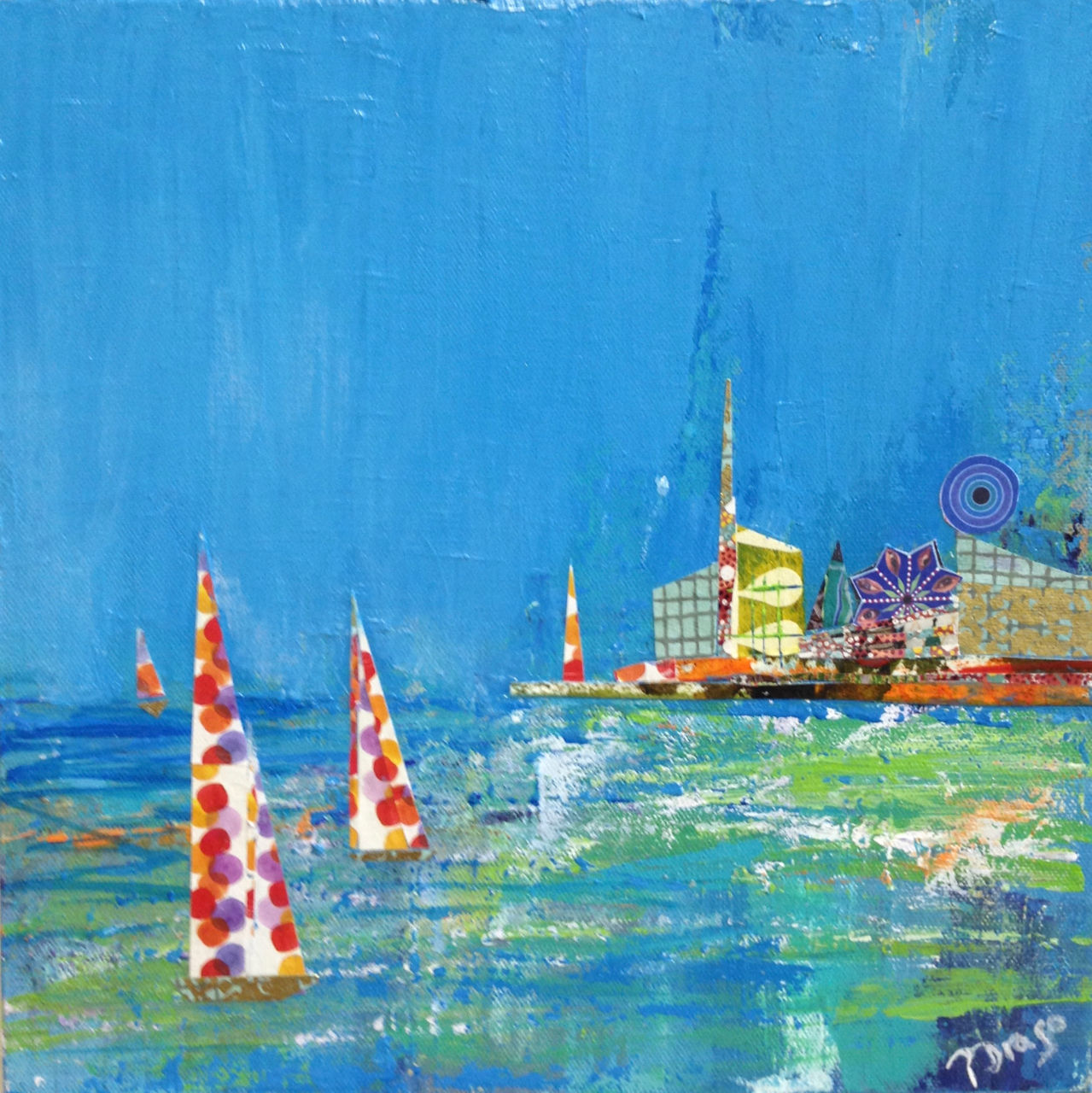 Funtown Harbor , 12" x 12"