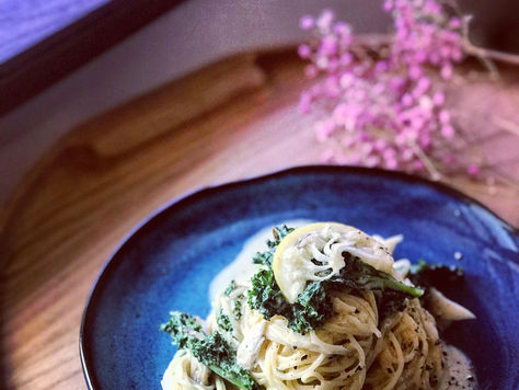 檸檬塩麹煮豆乳羽衣甘藍意粉