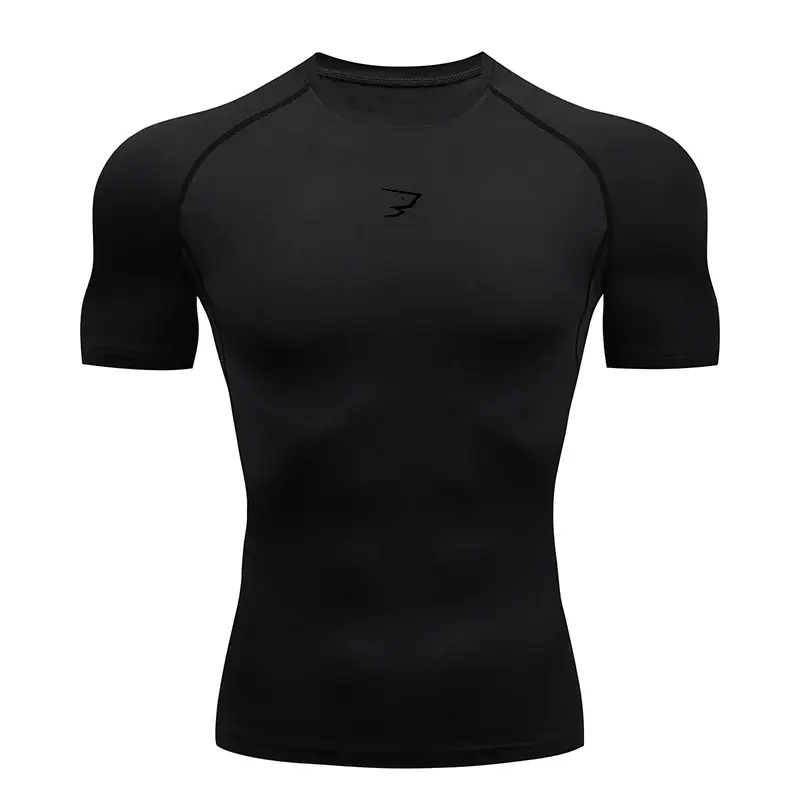 Miniatura: Men Running Compression T-shirt Short Sleeve Sport Tees Gym Fitness Sportshirts 