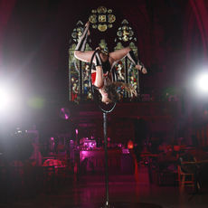 aerial performer on hoop
