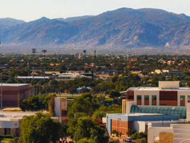 A landscape view of downtown Surprise, AZ