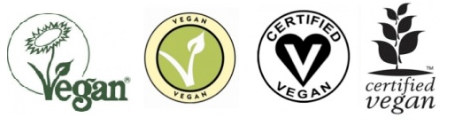 Image Description: Vegan Food Certification Logos. End of Image Description.