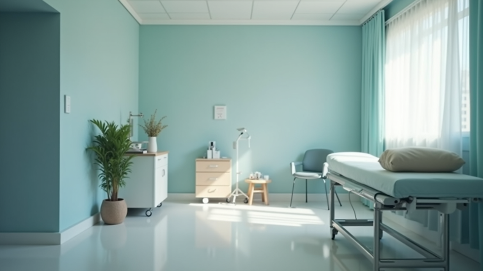 Eye-level view of a calm therapy room with balance equipment