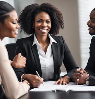 black woman executive coach with her diverse clients.jpg