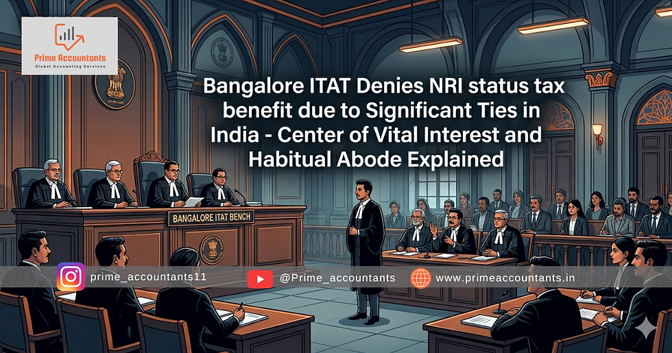 In a recent landmark ruling of Bangalore ITAT in case of Binny Bansal vs DCIT, the Hon'ble Bangalore ITAT has held that an Indian tax resident, despite overseas reclocation and foreign employment, may still be consireded as a Indian resident as per the Income Tax Act, 1961, if such individual maintains significant factutal and economic ties with India. In this article, let's analyse the concepts of center of vital interests and habitual abode, the dual tax treaty concepts that act as tie-breaker in matters of dual residency of individuals.