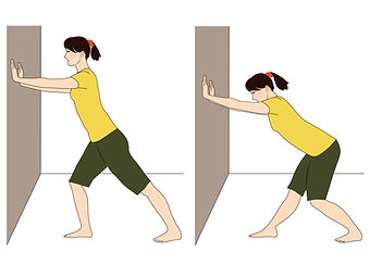 ふくらはぎのストレッチをする女性