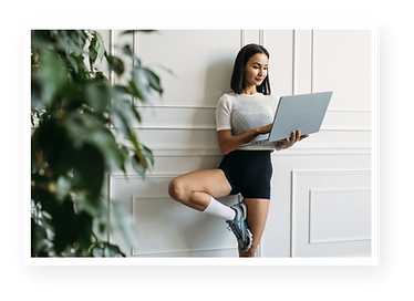 Healthy woman using laptop