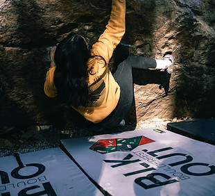 Girl on climbing wall