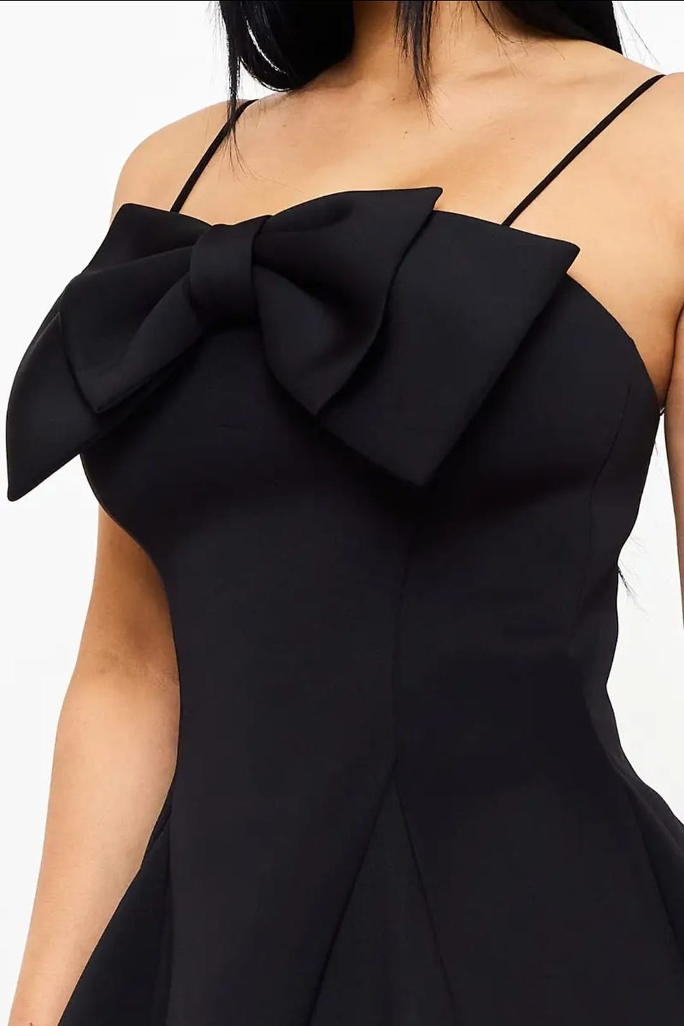 Black Bow Front Mini Dress