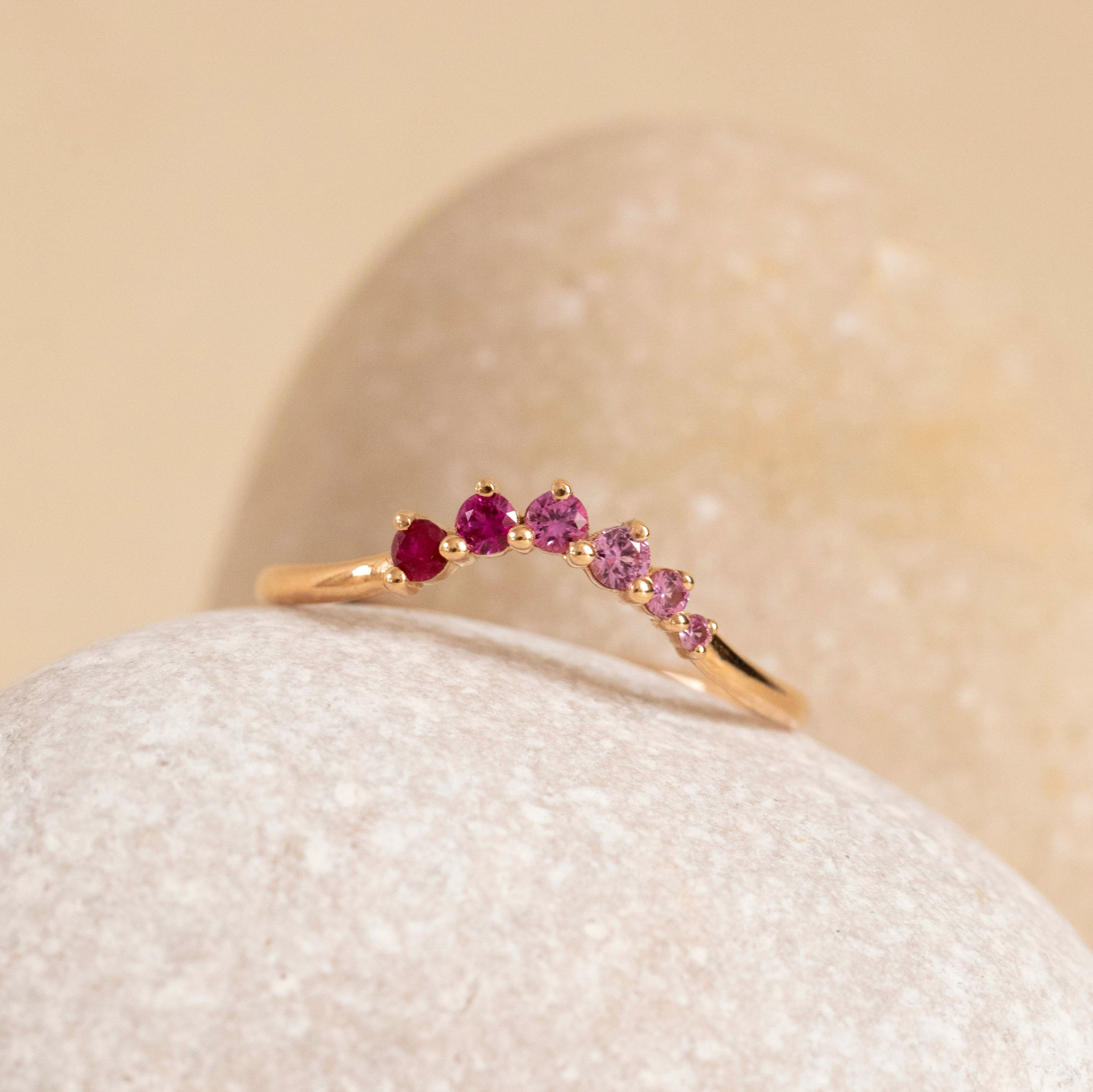 Bague Lobos saphirs roses, or rose 18k