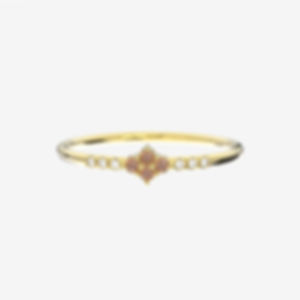 Bague petite grappe diamants cognac, or jaune 18k