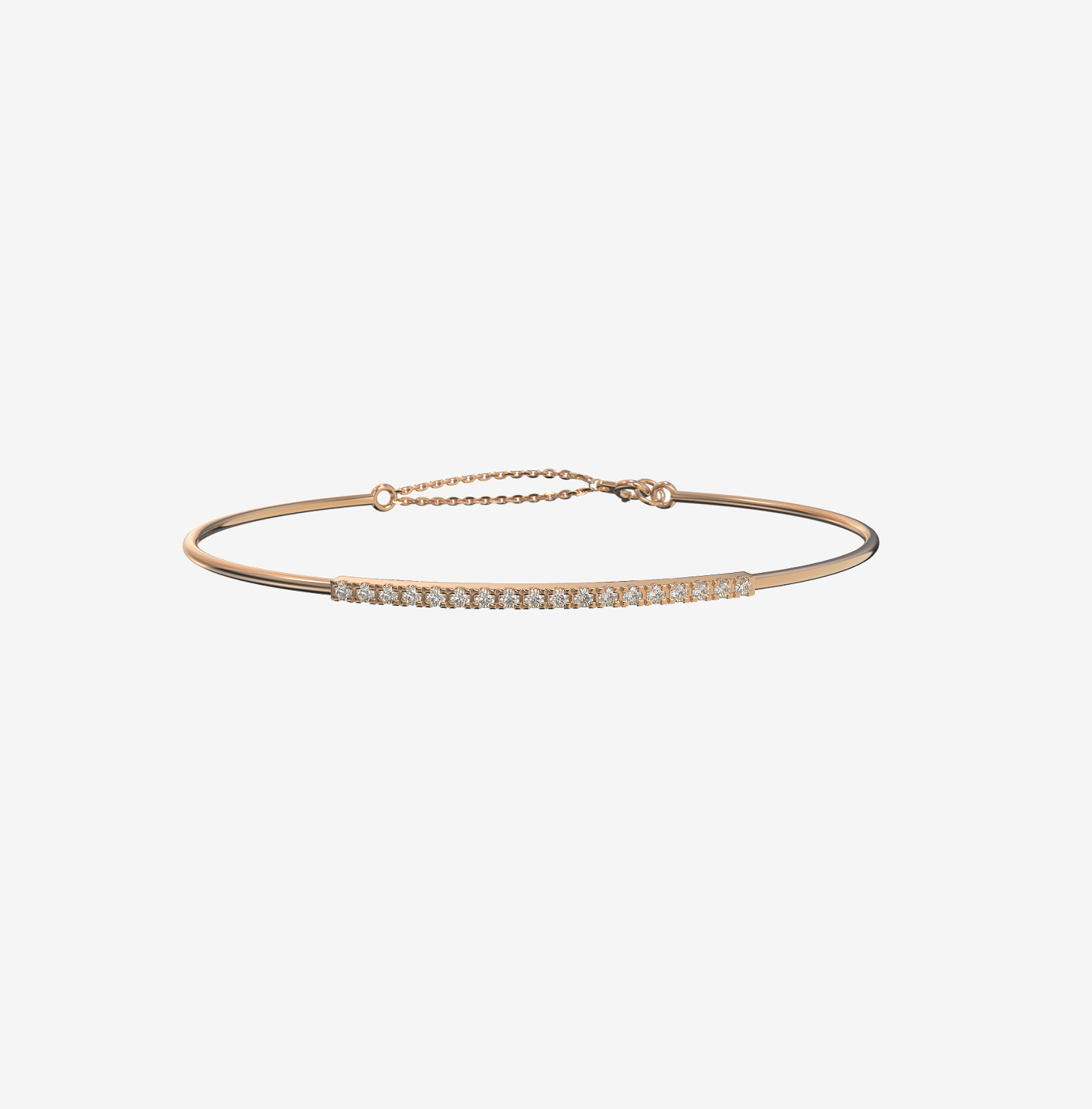 Jonc fine ligne de diamants, or rose 18k