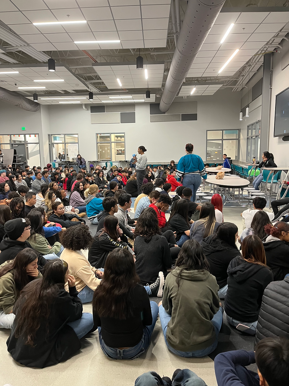 SustainEd Farms presentation to elementary school children in a cafeteria