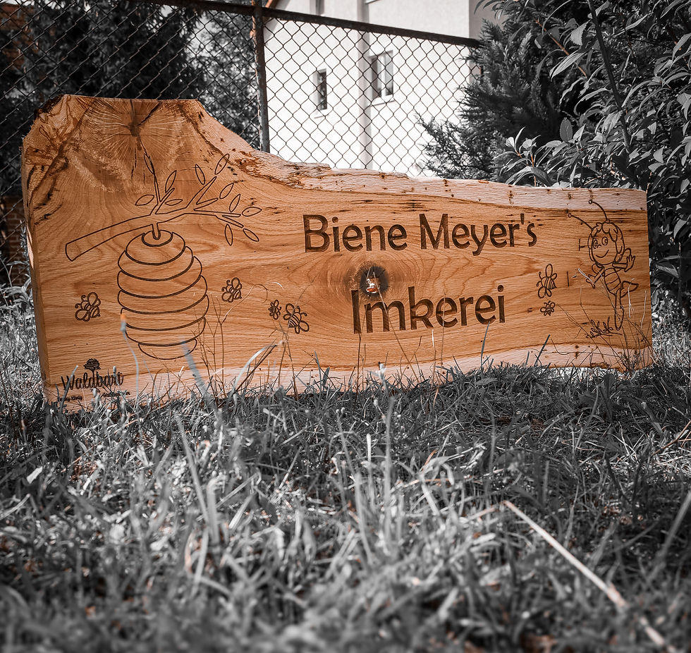 Miniaturbild: Massives Holzschild aus Eiche mit Gravur