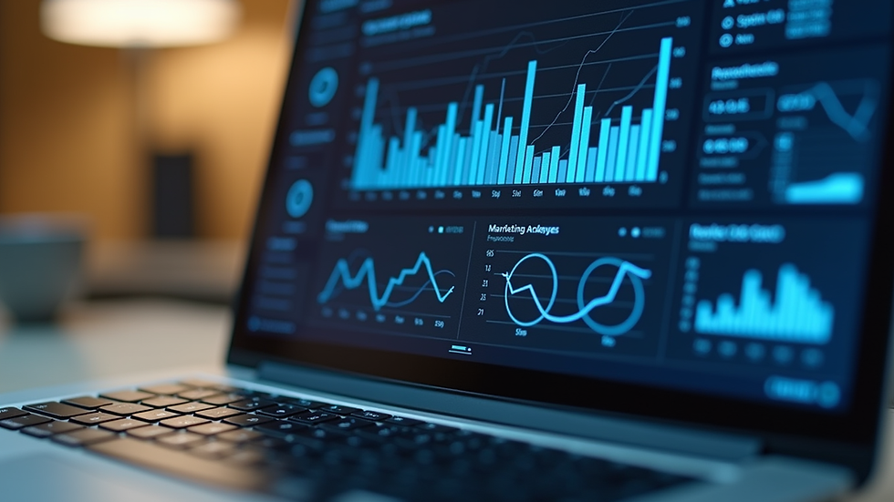 Close-up view of a laptop screen showing digital marketing analytics