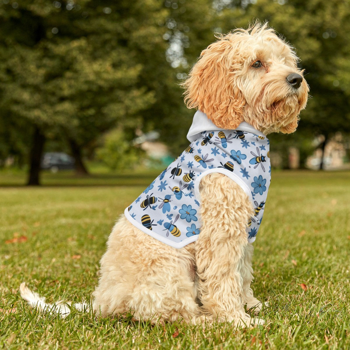 Buzzy Blooms Pet Hoodie: Stylish Warmth for Your Furry Friend