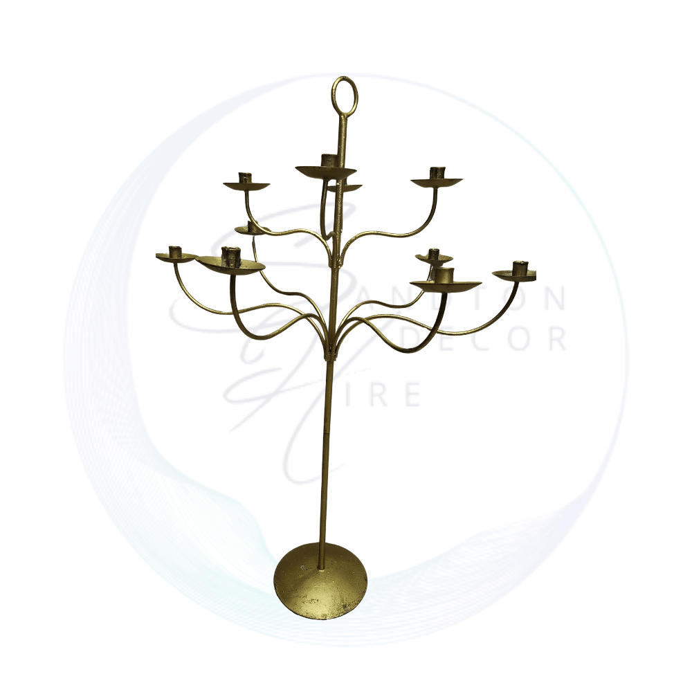 tall gold 10 arm tiered candelabra 1.2m for event decor