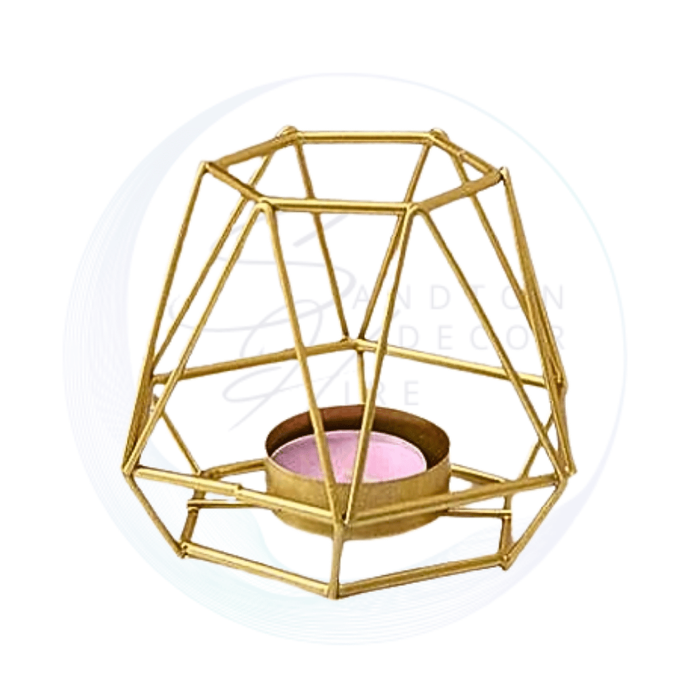 geometric candle holder 9cm H x 11cm W gold