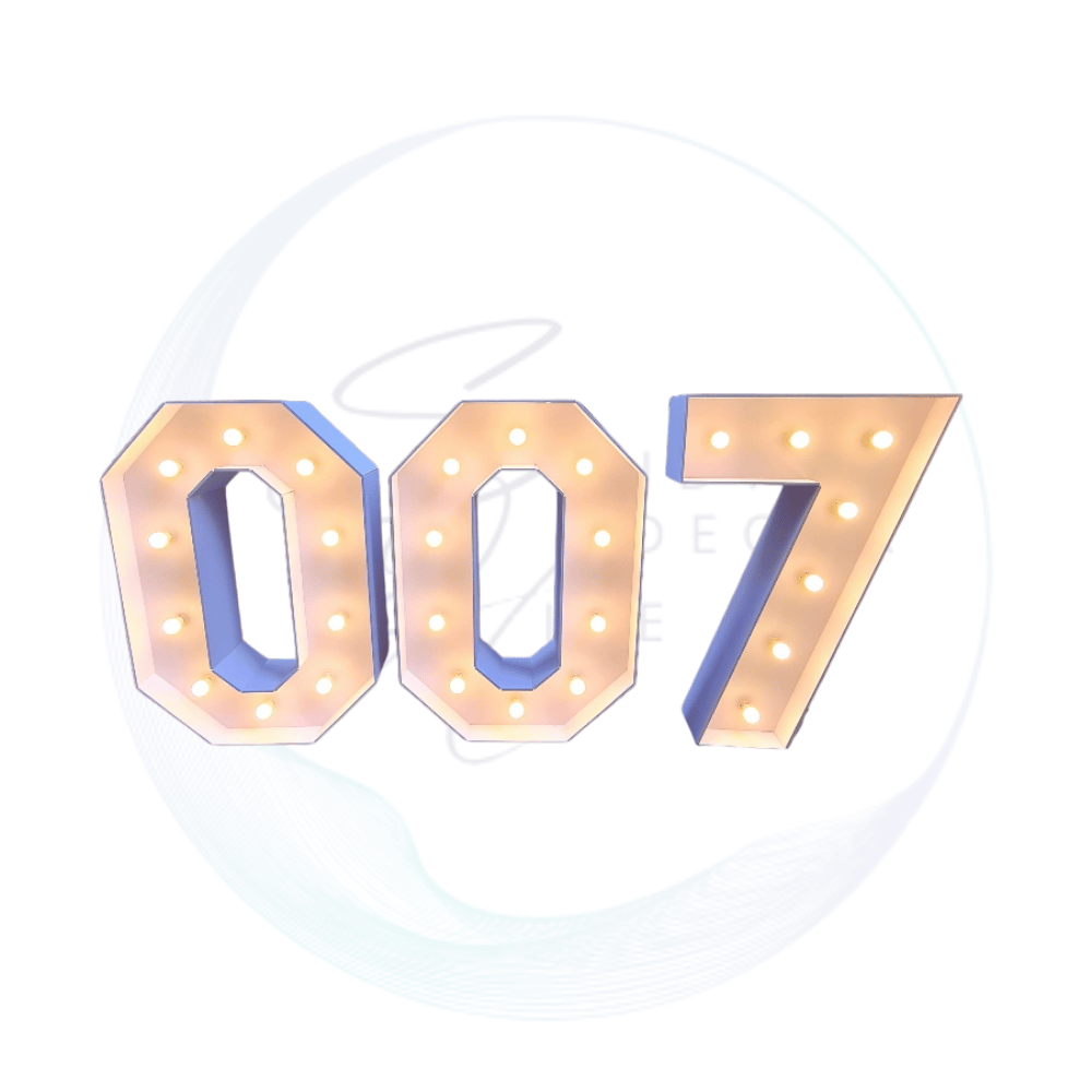 electric marquee numbers 007 1m tall with 10 globes