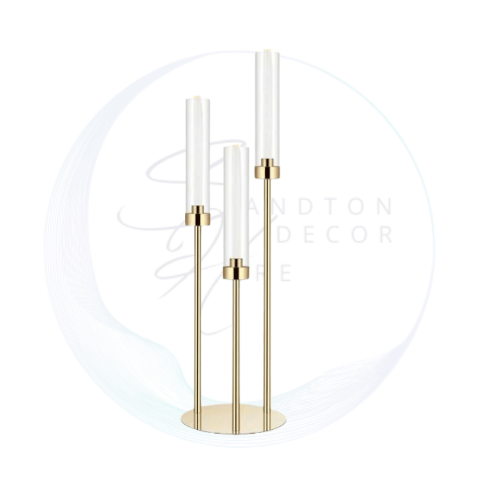 3 arm gold candle holder 55cm tall