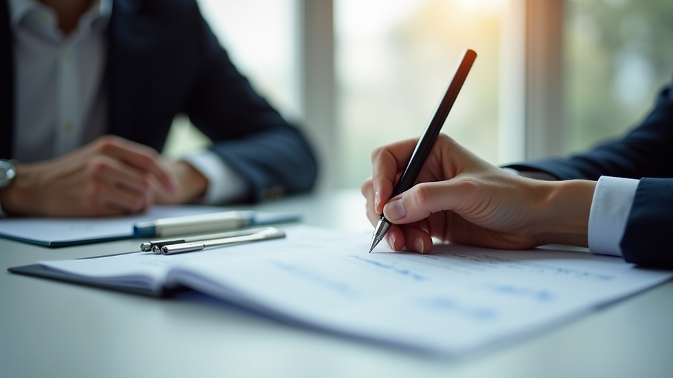Eye-level view of a person filling out a form