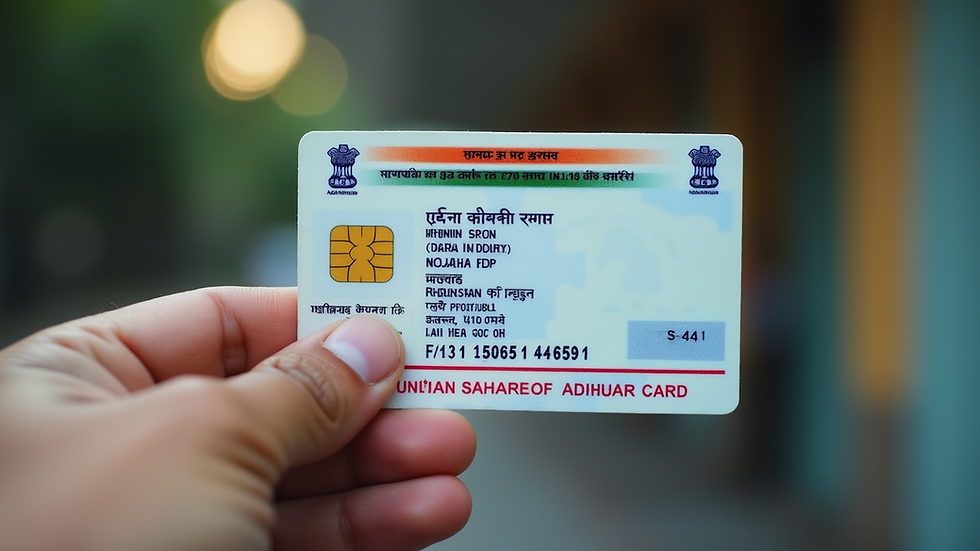 Eye-level view of an Aadhaar card