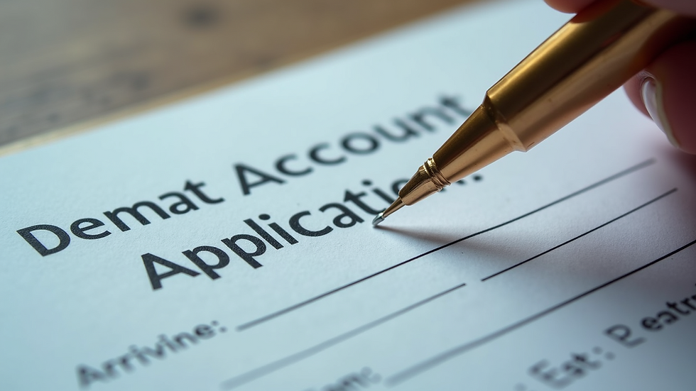 Close-up view of a Demat account application form