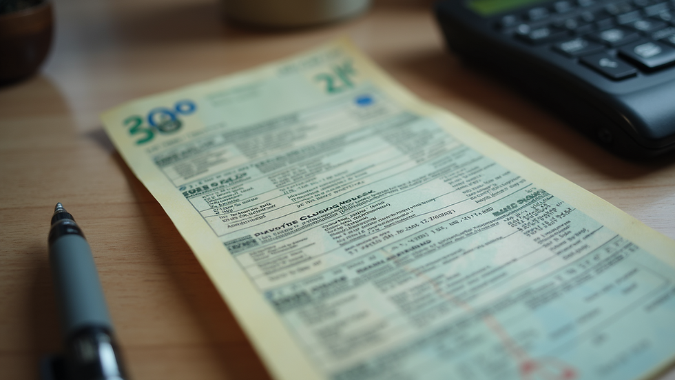 Close-up view of a utility bill
