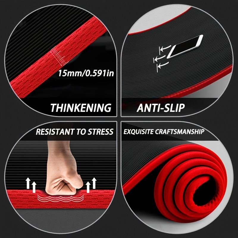 Thumbnail: 15mm NBR Yoga Mat Anti Slip Thickened Style for Beginners, Home Yoga Mat for Spo