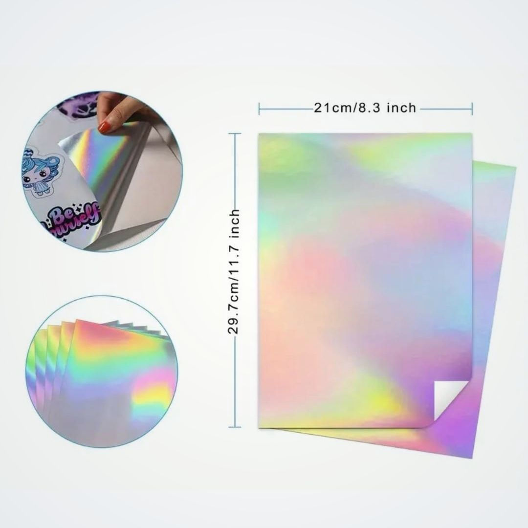 Papel Sticker Vinilico Holográfico