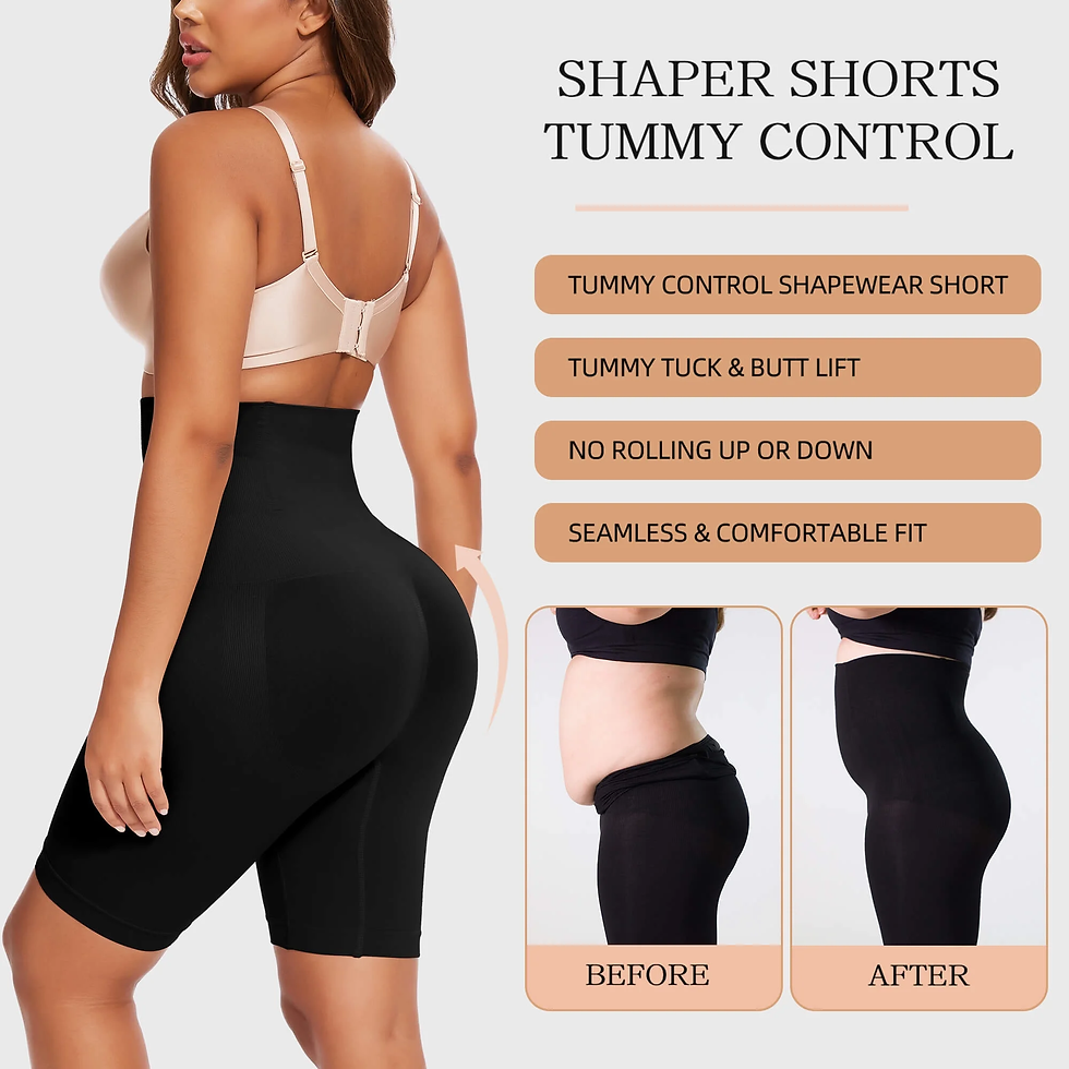 Thumbnail: 2 Packs Tummy Control Shapewear Shorts Faja Body Shaper for Women High-Waisted T