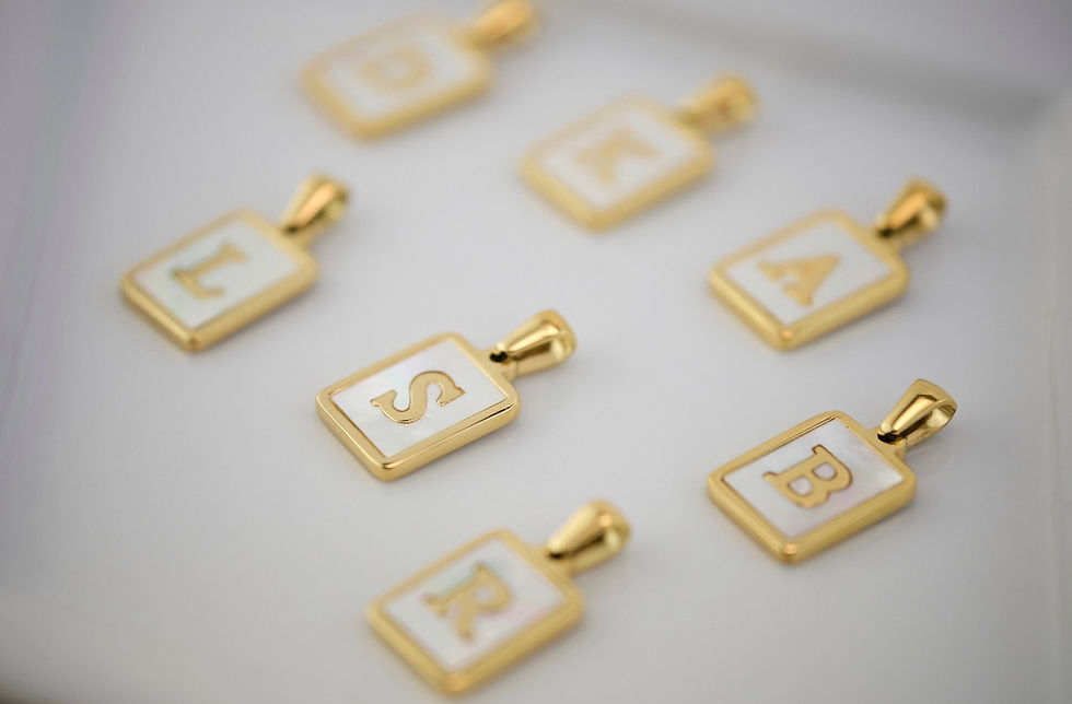 Thumbnail: Custom Initial Necklace White & Gold Pearl