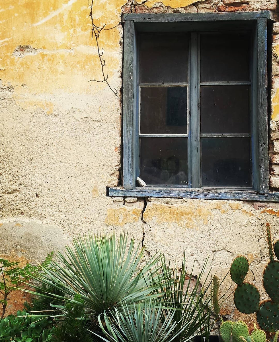 blue window.